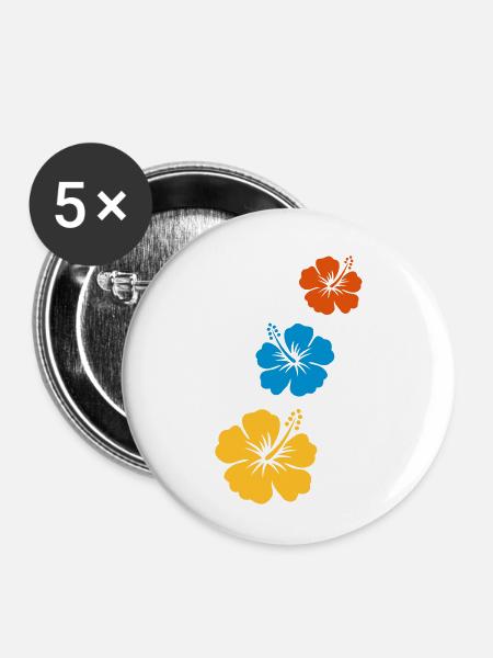 hibiscus tahiti 3 - Buttons klein 25 mm (5er Pack) - Weiß