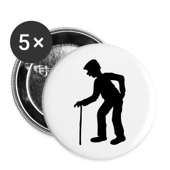 stock hut gehen ruecken opa grossvater alt rente e - Buttons klein 25 mm (5er Pack) - Weiß - Vorne