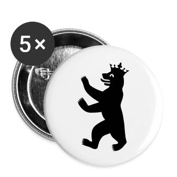 Berliner Bär mit Krone - Buttons klein 25 mm (5er Pack) - Weiß - Vorne
