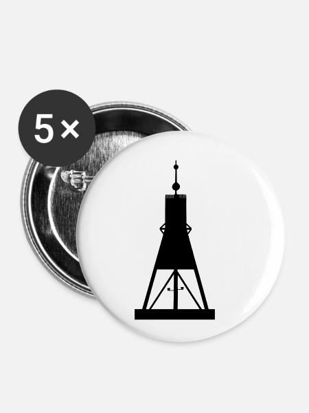 Cuxhaven Kugelbake - Buttons klein 25 mm (5er Pack) - Weiß