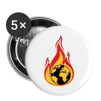 earth on fire planet home climate change global erw - Buttons small 1''/25 mm (5-pack) - white - Front