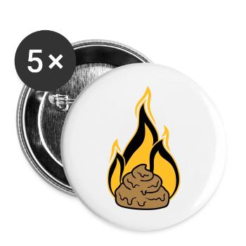 shit is on fire scheisse kot haufen haeufchen kack - Buttons klein 25 mm (5er Pack) - Weiß - Vorne