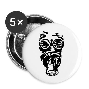Masque à gaz - Lot de 5 petits badges (25 mm) - blanc - Devant