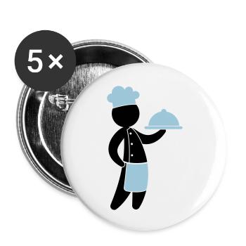 A gourmet chef serves guests - Buttons small 1''/25 mm (5-pack) - white - Front