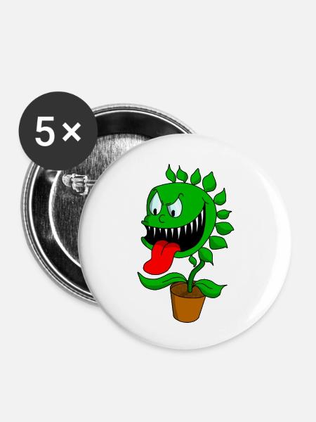 fleischfressende Pflanze - Buttons klein 25 mm (5er Pack) - Weiß