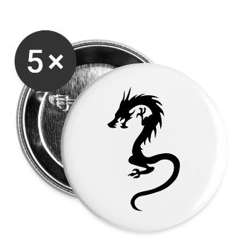 Drache - Buttons klein 25 mm (5er Pack) - Weiß - Vorne