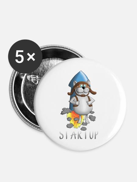 coole Startup Rakete - Buttons klein 25 mm (5er Pack) - Weiß
