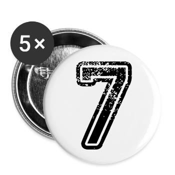 7 - Nummer - Buttons klein 25 mm (5er Pack) - Weiß - Vorne