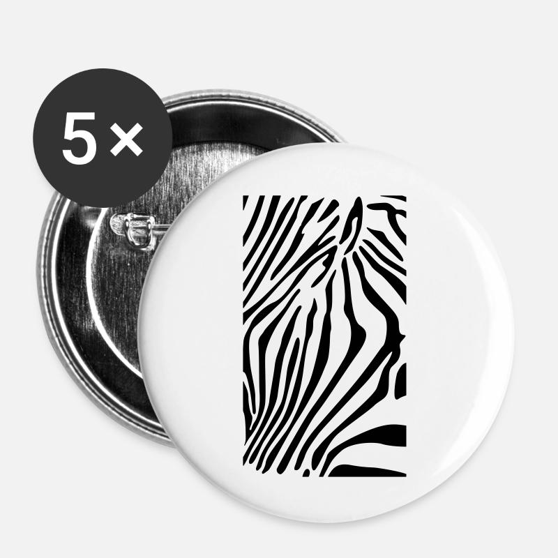 Zebra Zebrastreifen - Buttons klein 25 mm (5er Pack) - Weiß