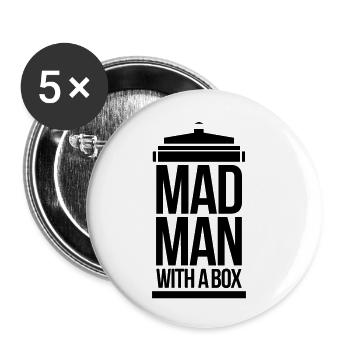Mad man with a box - Buttons small 1''/25 mm (5-pack) - white - Front