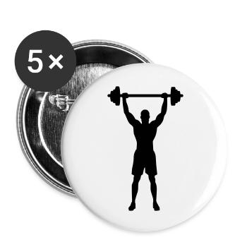Haltérophilie - Lot de 5 petits badges (25 mm) - blanc - Devant