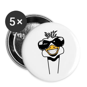 Lustig Emu Strauss Sonnenbrille witzig Cool - Buttons klein 25 mm (5er Pack) - Weiß - Vorne
