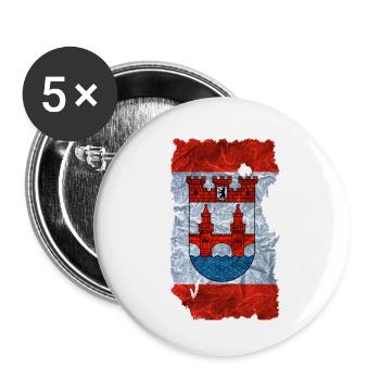 Friedrichshain Kreuzberg 2 Fahne / Flagge vintage - Buttons klein 25 mm (5er Pack) - Weiß - Vorne