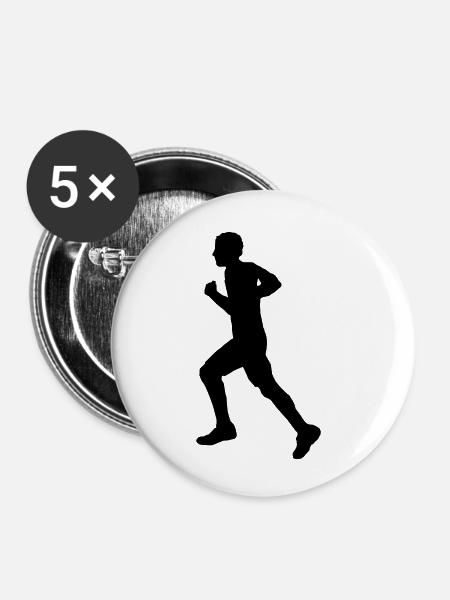 Jogger Mann - Buttons klein 25 mm (5er Pack) - Weiß