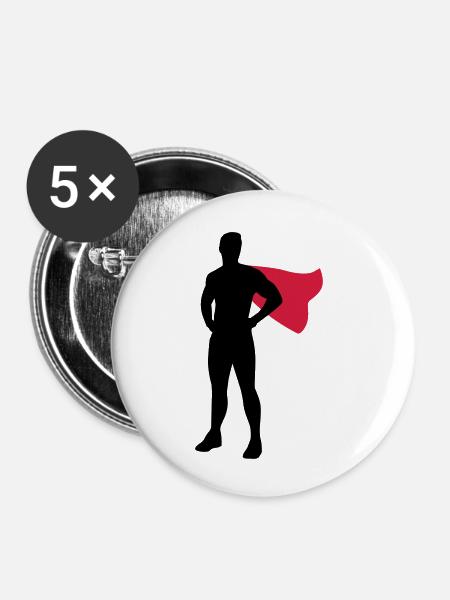 Superhero - Buttons klein 25 mm (5er Pack) - Weiß