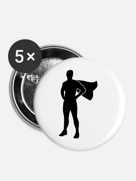 Superhero - Buttons klein 25 mm (5er Pack) - Weiß