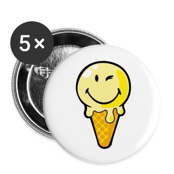 Smiley Ice Cream - Buttons klein 25 mm (5er Pack) - Weiß - Vorne