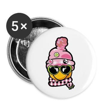 Smiley Beanie and Heart Glasses - Lot de 5 petits badges (25 mm) - blanc - Devant