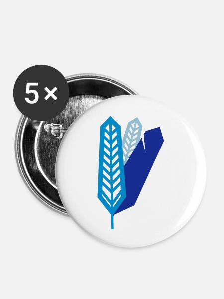 Federn - Buttons klein 25 mm (5er Pack) - Weiß