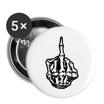 middlefinger_skull_01 - Buttons klein 25 mm (5er Pack) - Weiß - Vorne