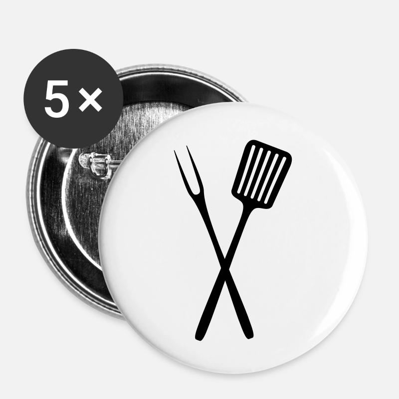 Grillbesteck - Buttons klein 25 mm (5er Pack) - Weiß