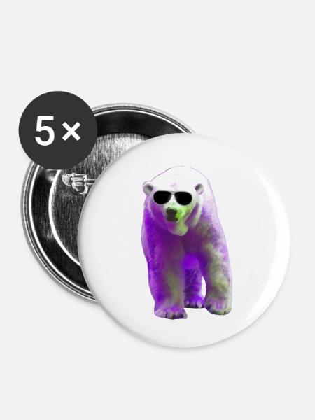 Polar Bear - Eisbär - Buttons klein 25 mm (5er Pack) - Weiß