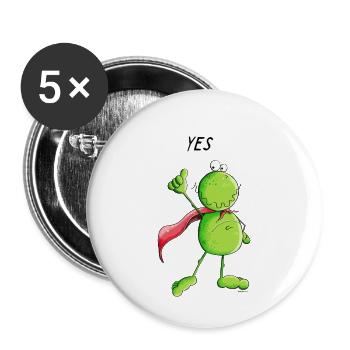 Super Frosch - Buttons klein 25 mm (5er Pack) - Weiß - Vorne
