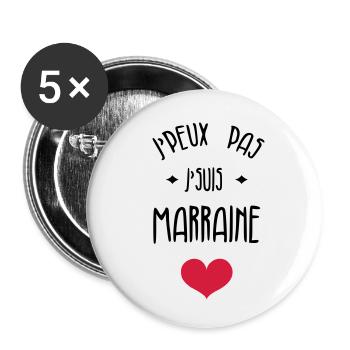 Godmother Patin Marraine Baby Bébé Family - Buttons small 1''/25 mm (5-pack) - white - Front