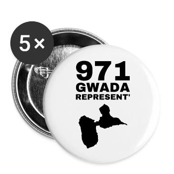 Guadeloupe 971 Guadeloupéen Guadeloupéenne Gwada - Buttons small 1''/25 mm (5-pack) - white - Front