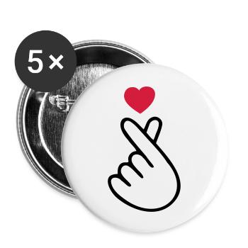 ♥I Love You-Cute Korean Finger Heart Sign♥ - Buttons small 1''/25 mm (5-pack) - white - Front
