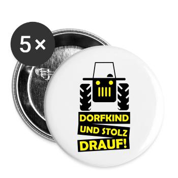 traktor_dorfkind_02 - Buttons klein 25 mm (5er Pack) - Weiß - Vorne