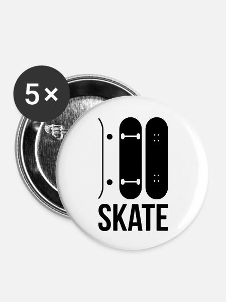 Skateboard SKATE - Buttons klein 25 mm (5er Pack) - Weiß