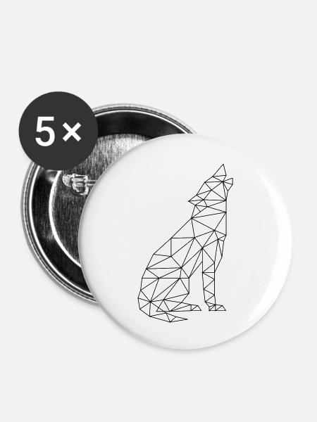 Wolfsruf Wolf Kontur Silhouette - Buttons klein 25 mm (5er Pack) - Weiß