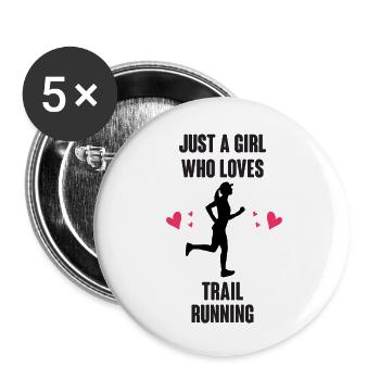 Just A Girl Who Loves Trail Running - Buttons klein 25 mm (5er Pack) - Weiß - Vorne