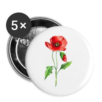 Blume - Buttons klein 25 mm (5er Pack) - Weiß - Vorne