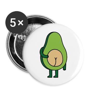 Avocado Hintern Po kratzen lustig Essen Geschenk - Buttons klein 25 mm (5er Pack) - Weiß - Vorne