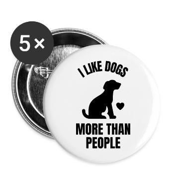 I like dogs more than people - Buttons small 1''/25 mm (5-pack) - white - Front