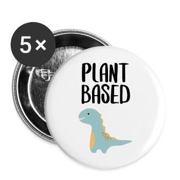 Plant based plant végétalien sort écriture - Lot de 5 petits badges (25 mm) - blanc - Devant