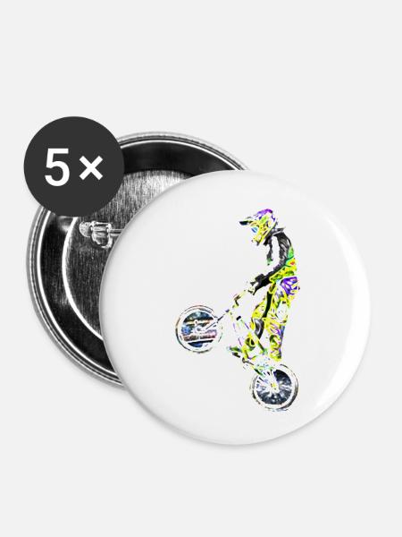bmx Rasse - Buttons klein 25 mm (5er Pack) - Weiß