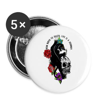 tete de mort panthere crane fleur rose citation - Lot de 5 petits badges (25 mm) - blanc - Devant