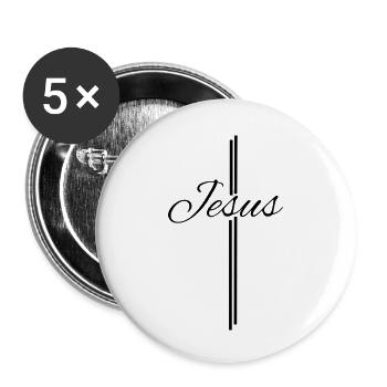 Jesus Kreuz - Christliche Designs - Bibel - Gott - Buttons klein 25 mm (5er Pack) - Weiß - Vorne