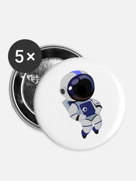 Astronaut - Buttons klein 25 mm (5er Pack) - Weiß
