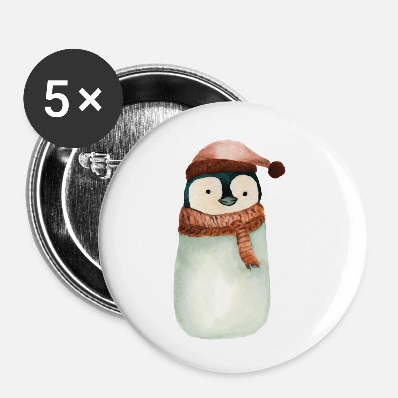 Penguin - Buttons small 1''/25 mm (5-pack) - white