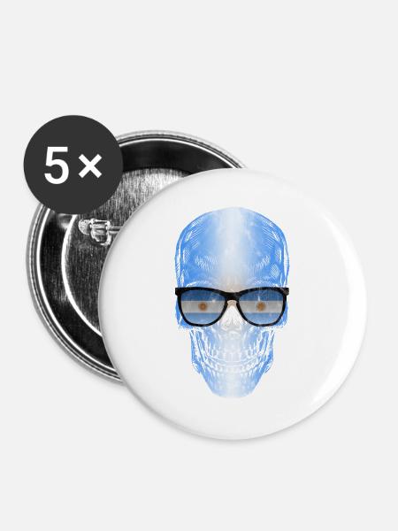Argentinien - Buttons klein 25 mm (5er Pack) - Weiß