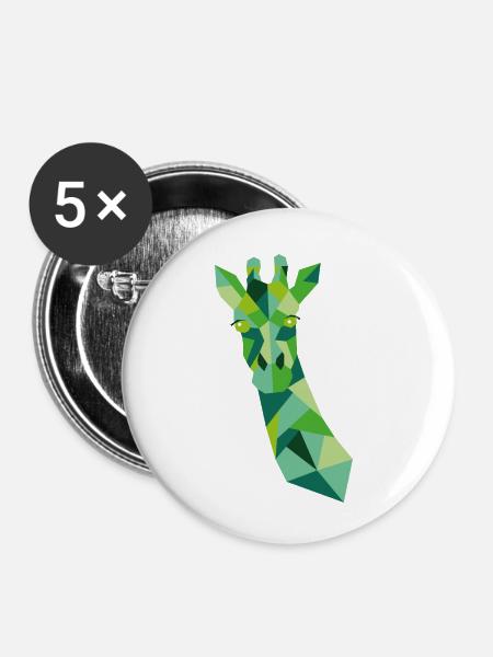 GIRAFFE GRÜN - Buttons klein 25 mm (5er Pack) - Weiß
