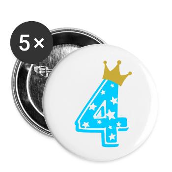 4 couronne 4e anniversaire 4 ans - Lot de 5 petits badges (25 mm) - blanc - Devant
