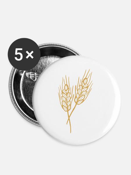 Weizen Illustration Brotbäcker Geschenkidee - Buttons klein 25 mm (5er Pack) - Weiß