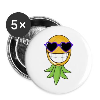 Swinger Ananas lachend - Buttons klein 25 mm (5er Pack) - Weiß - Vorne