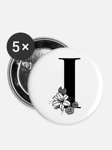 Buchstabe I - Buttons klein 25 mm (5er Pack) - Weiß