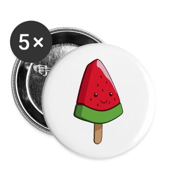 Glace à la pastèque Art sur un bâton - Lot de 5 petits badges (25 mm) - blanc - Devant